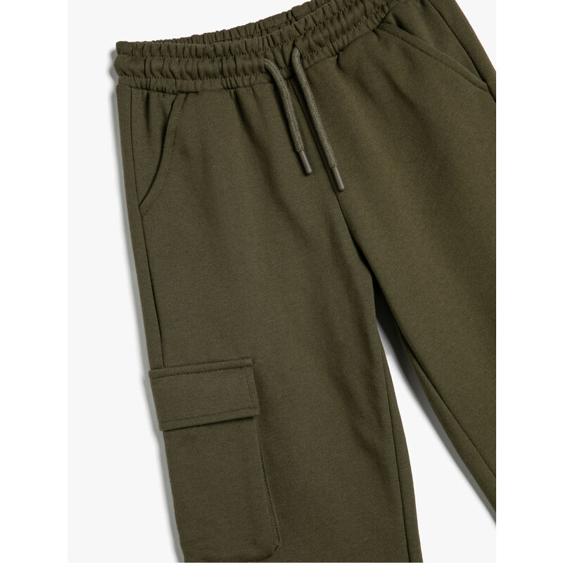 Koton Basic Cargo Sweatpants Flap Pocket Detail Tie Waist