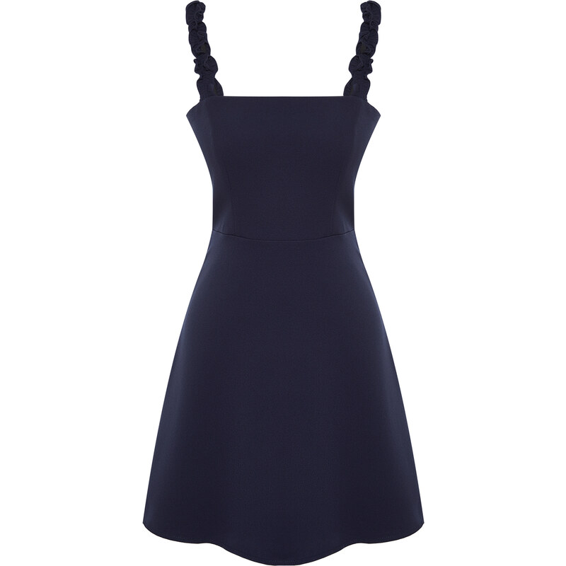 Trendyol Navy Blue A-line Square Collar Strap Detailed Mini Woven Dress