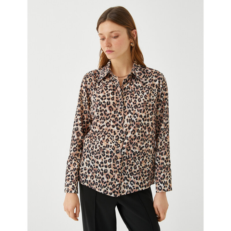 Koton Leopard Pattern Shirt Long Sleeved, Comfortable Cut