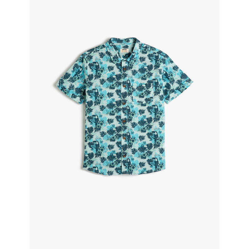 Koton Floral Patterned Short Sleeve Cotton Shirt