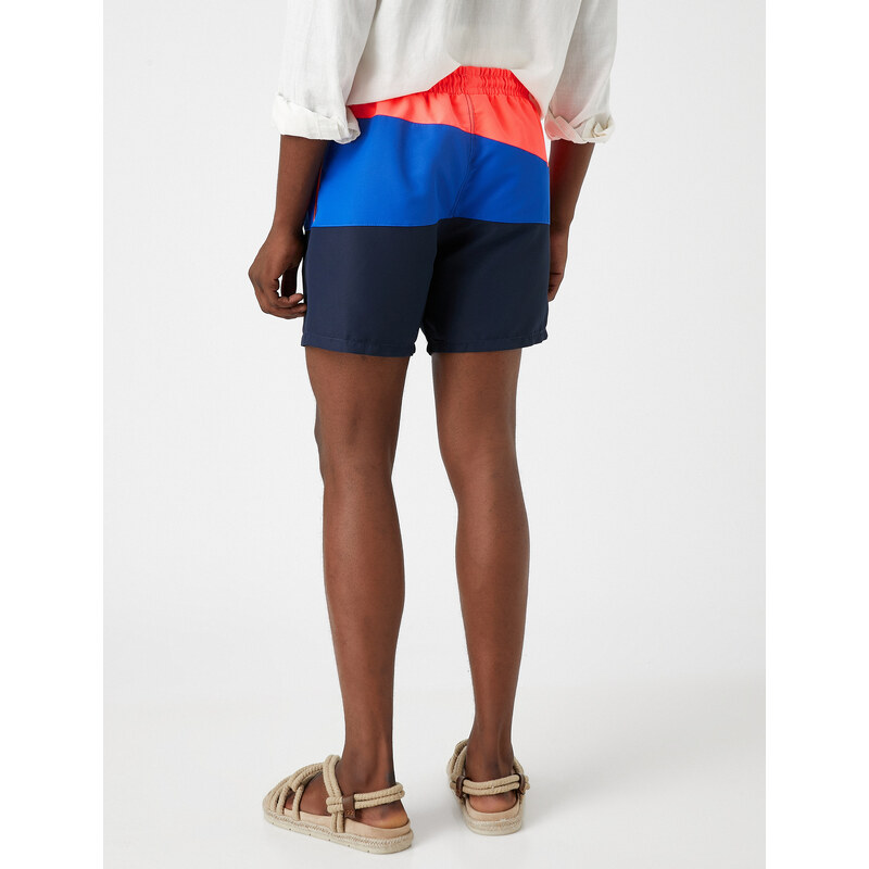 Koton Marine Shorts with Color Block, Lace-Up Waist