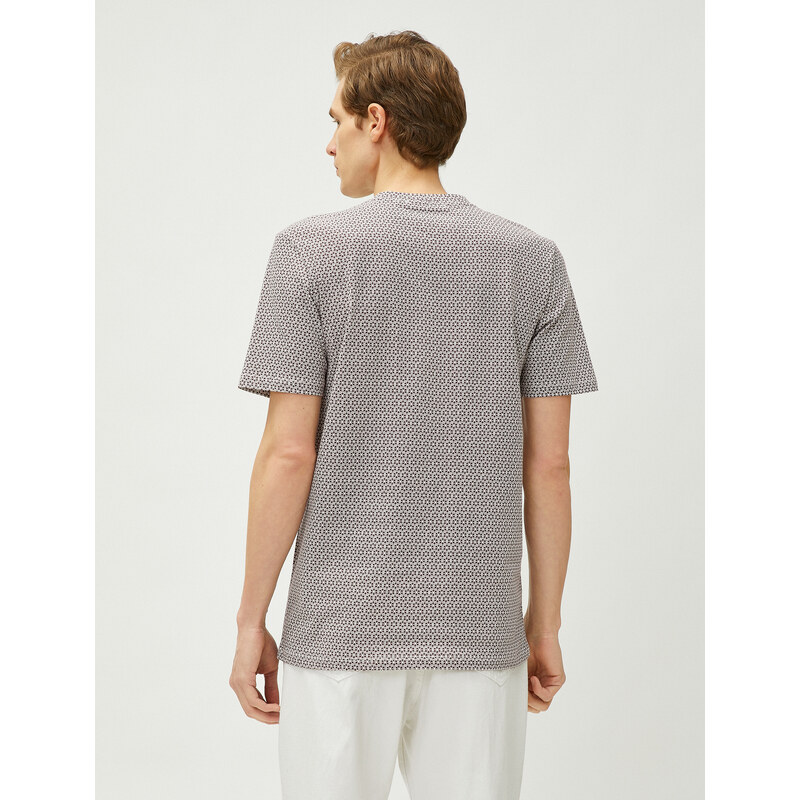 Koton Geometric Printed T-Shirt Crew Neck Slim Fit Cotton