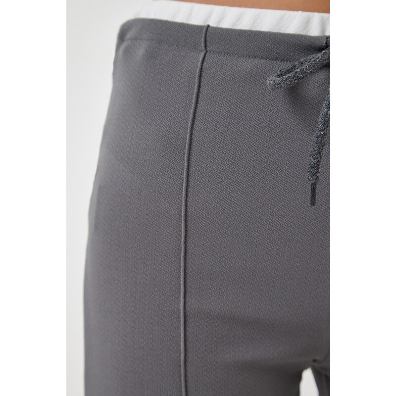Happiness İstanbul Women's Smoked Tie Detail Knitted Trousers