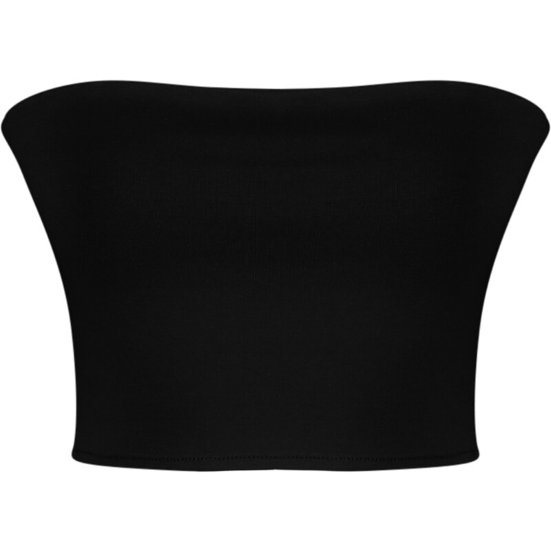 Trendyol Black Fitted Strapless Collar Crop Stretchy Knitted Blouse