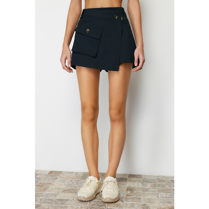 Trendyol Navy Blue Pocket Detailed Woven Short Skirt