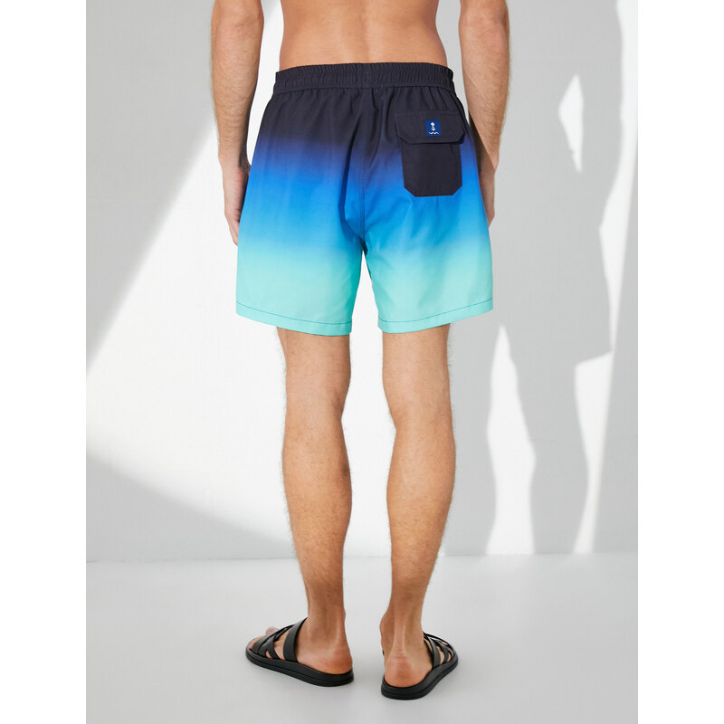 Koton Marine Shorts with Lace-Up Waist, Color Block with Pocket.