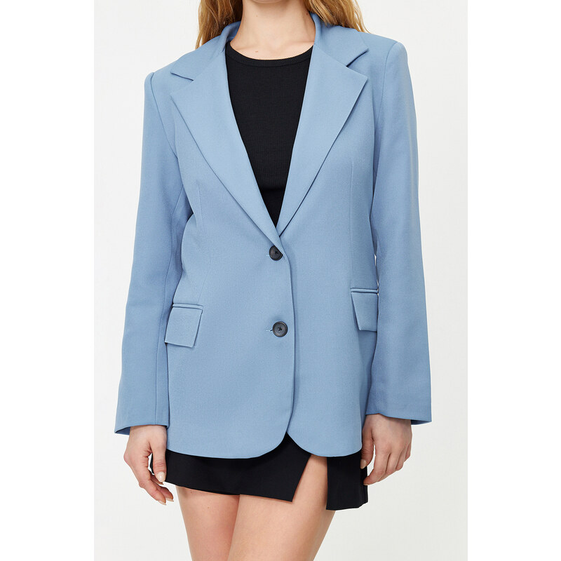 Trendyol Blue Regular Lined Woven Blazer Jacket