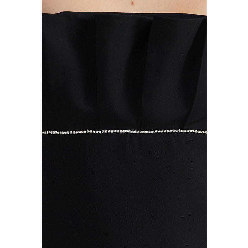 Trendyol Black Collar Detailed Stone Accessory Woven Dress