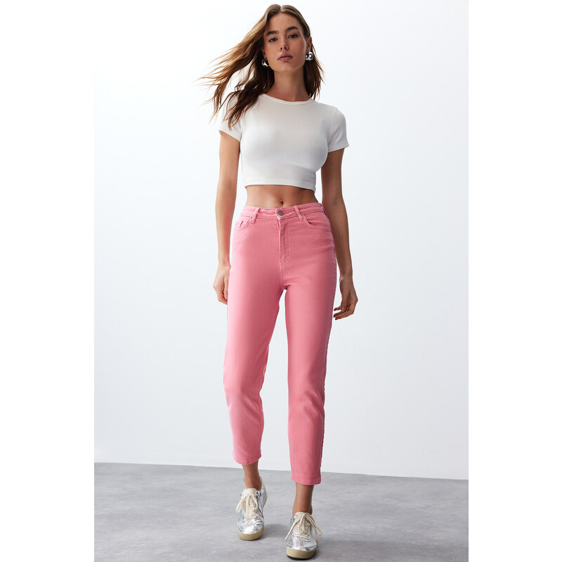 Trendyol Pink High Waist Mom Jeans