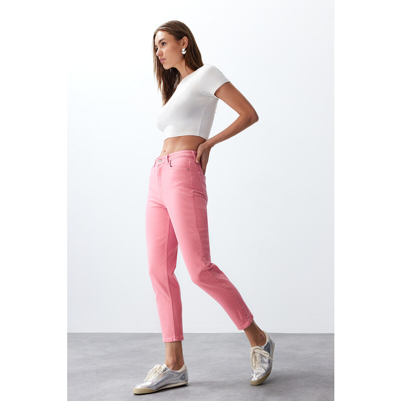 Trendyol Pink High Waist Mom Jeans