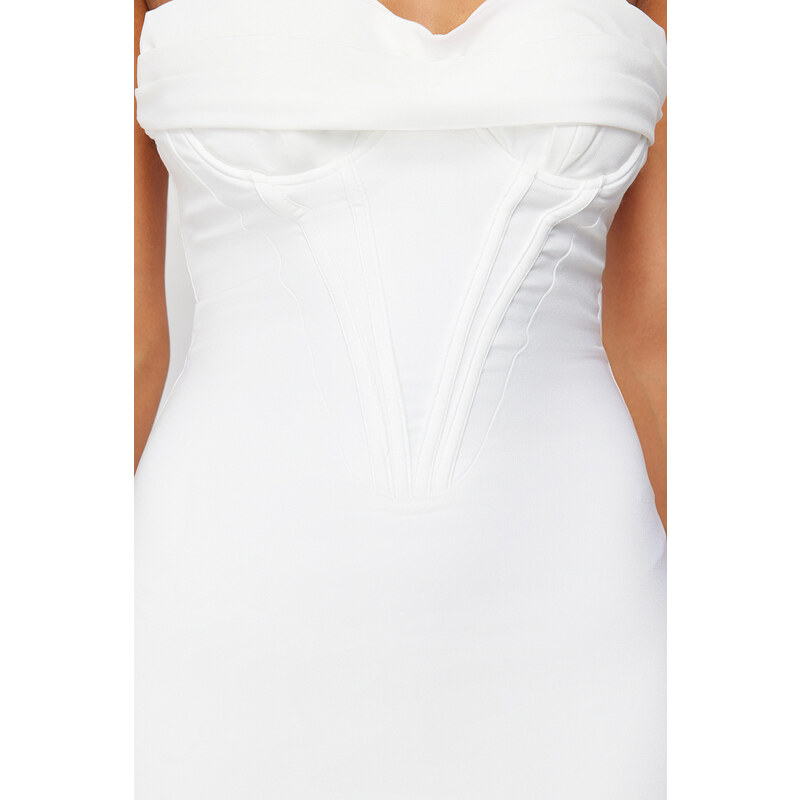Trendyol Bridal White Body-Sitting Woven Lined Wedding/Wedding Elegant Evening Dress