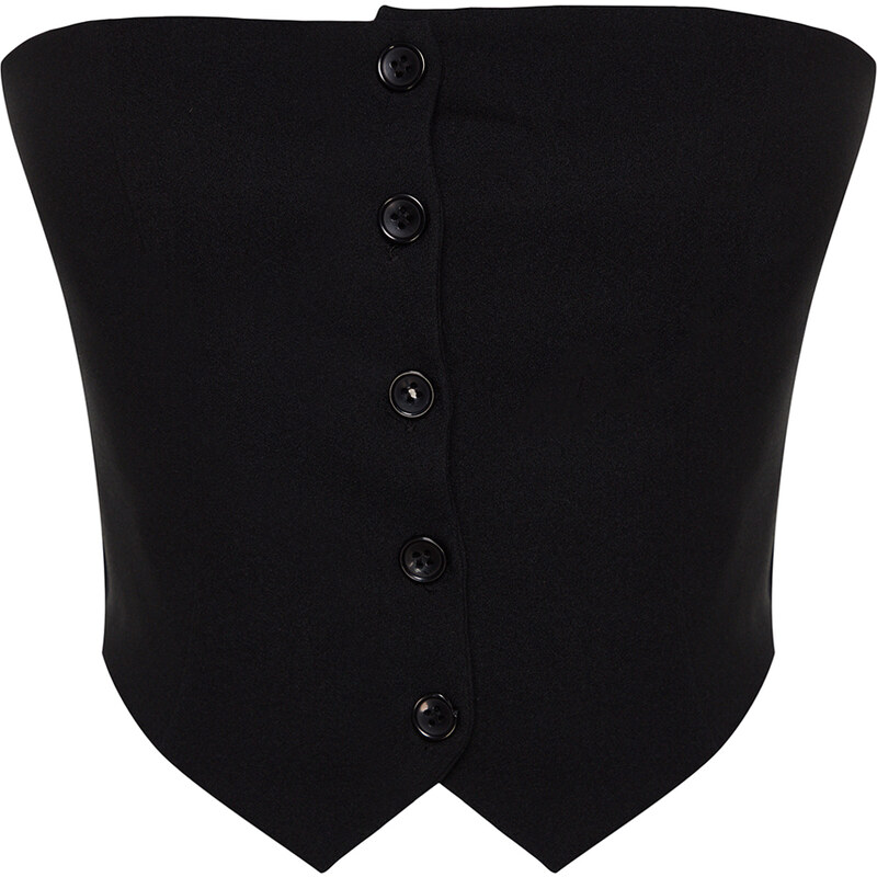 Trendyol Black Strapless Button Detailed Woven Blouse