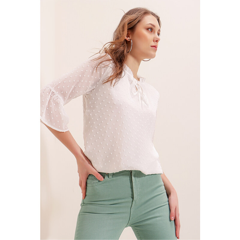 Bigdart 0415 Chiffon Blouse - White