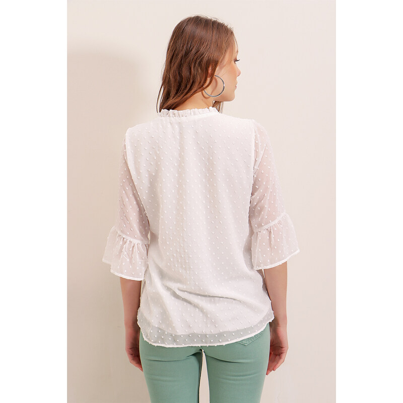 Bigdart 0415 Chiffon Blouse - White