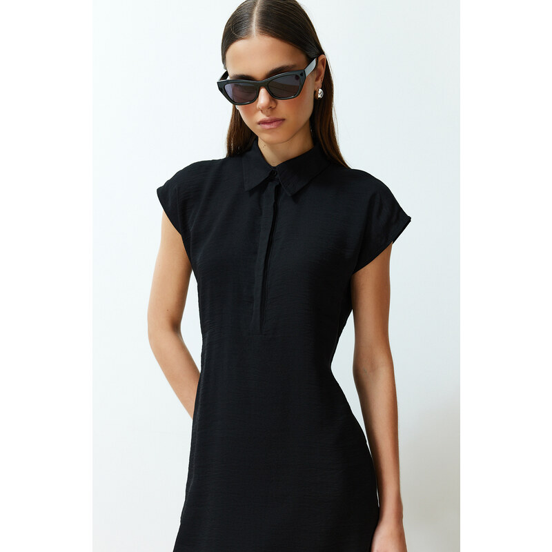 Trendyol Black A-Line Shirt Collar Aerobin Woven Maxi Dress