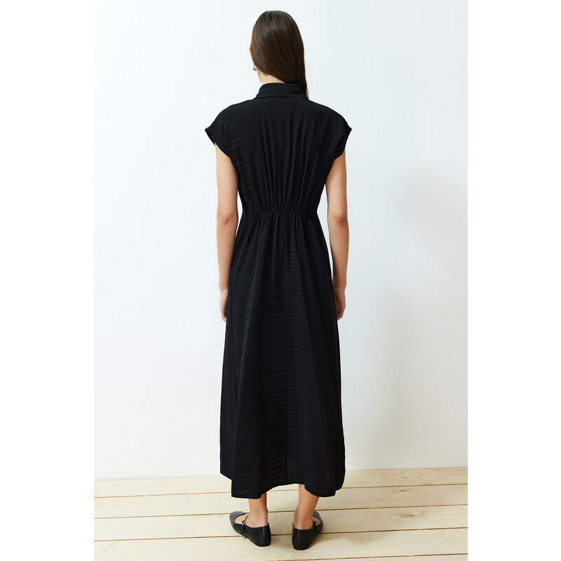 Trendyol Black A-Line Shirt Collar Aerobin Woven Maxi Dress