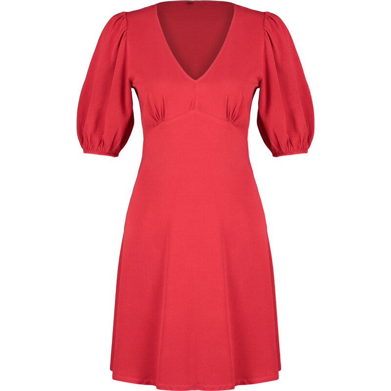 Trendyol Red Skirt Flounced Balloon Sleeve Mini Woven Dress