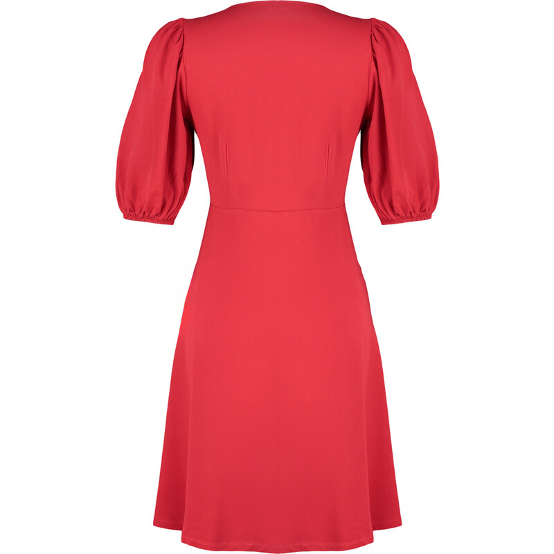 Trendyol Red Skirt Flounced Balloon Sleeve Mini Woven Dress