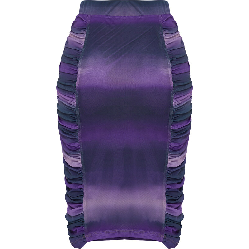 Trendyol Purple Tulle Gathered Midi Stretch Knitted Skirt