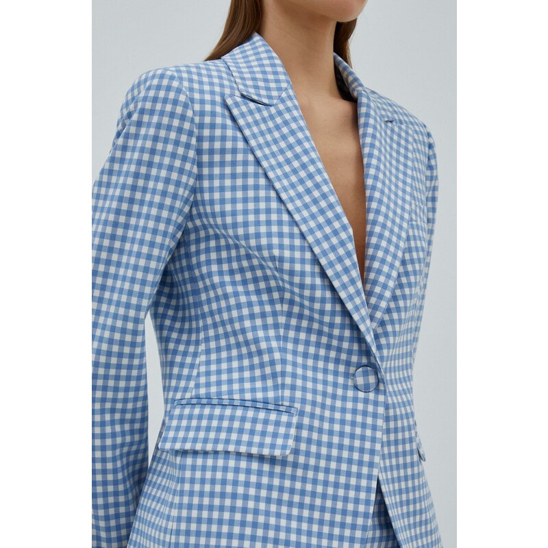 Koton Women's Blue Plaid Jacket