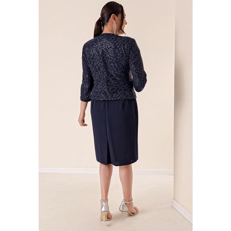 By Saygı Crepe Griter Dress Jacket N.B. Suit Navy Blue