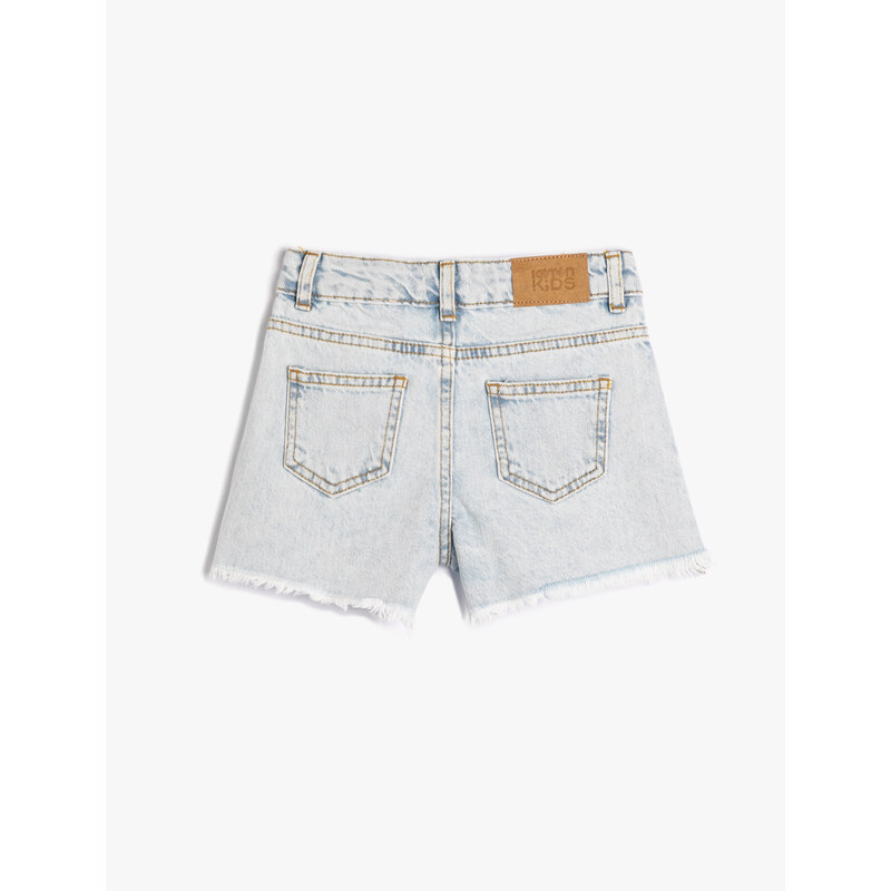 Koton Denim Shorts with Pockets, Printed Cotton - Slim Fit