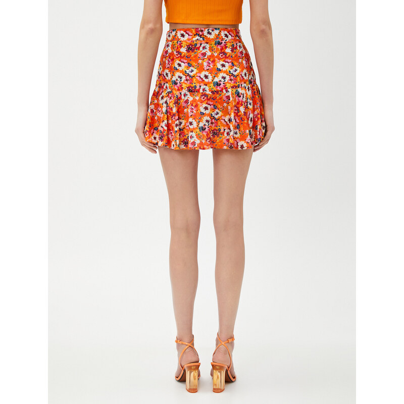 Koton Floral Mini Skirt with Flounces