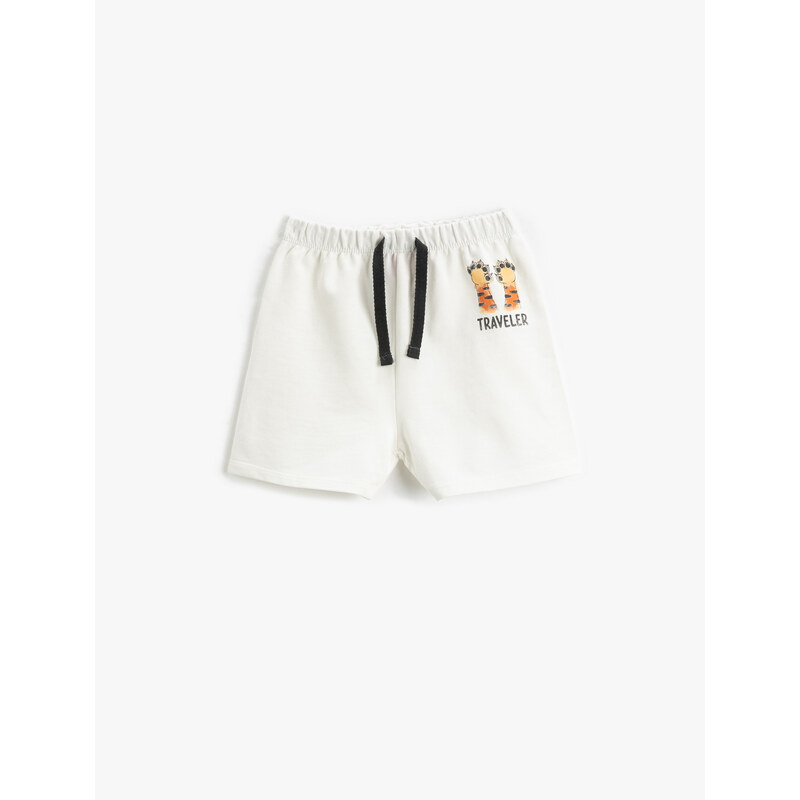 Koton Shorts with Tie Waist Elastic Crab Print