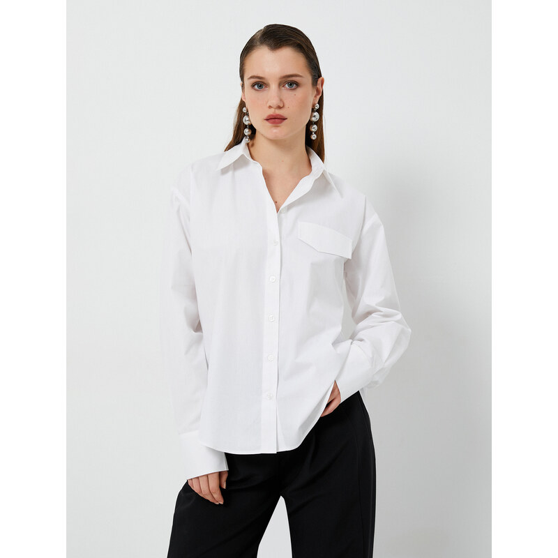 Koton Classic Shirt with Long Sleeves, Buttoned Standard Cut, Pocket