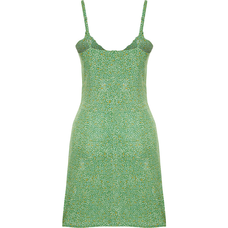 Trendyol Dark Green A-Line Mini Tie Detail Floral Patterned Woven Dress