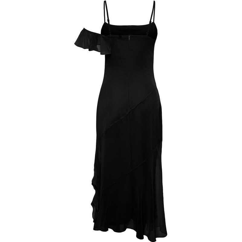 Trendyol Black Flounced Chiffon Stylish Evening Dress