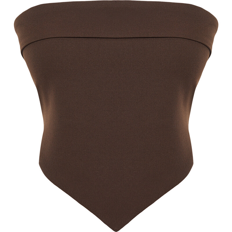 Trendyol Limited Edition Brown Strapless Woven Blouse