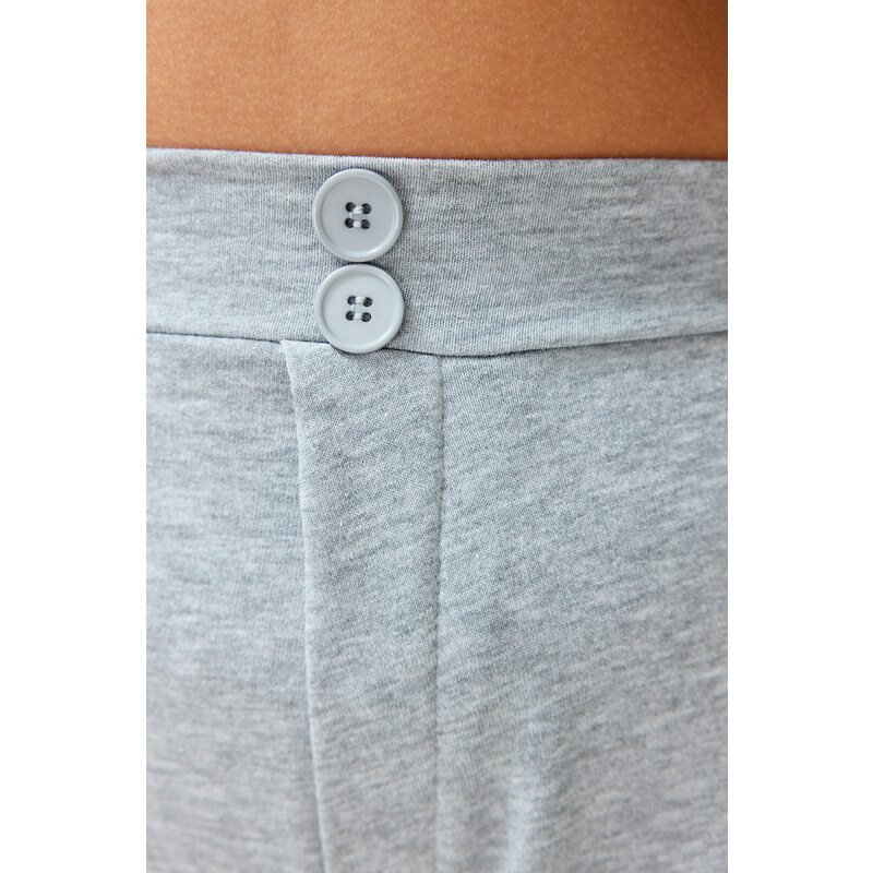 Trendyol Curve Gray Button Detailed Knitted Shorts & Bermuda