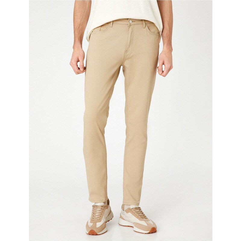 Koton Basic Gabardine Trousers with Buttons and Pocket Detail