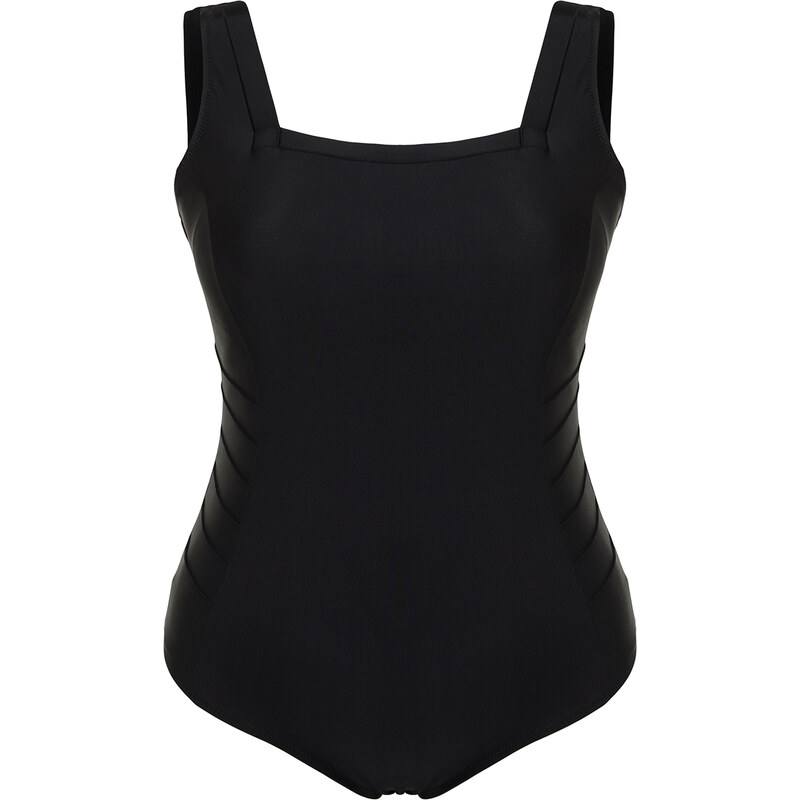 Trendyol Curve Black Square Neck Knitted Compression Swimsuit