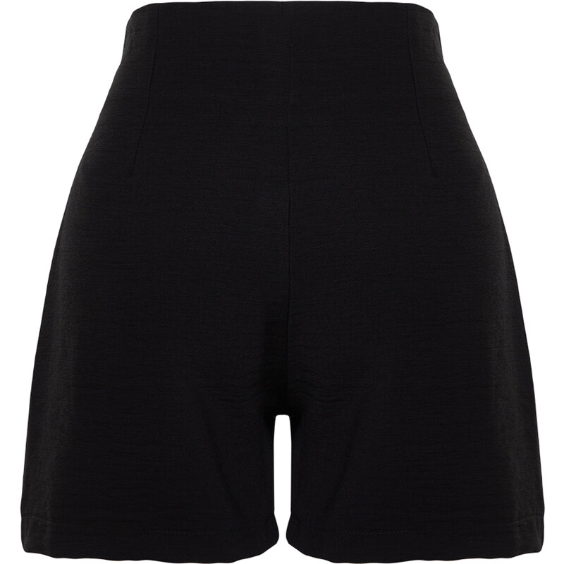 Trendyol Black Pleated Button Detailed Woven Shorts