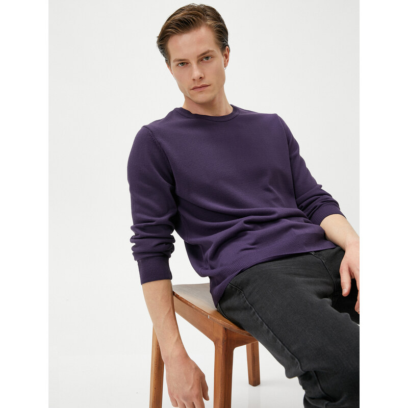 Koton Basic Knitwear Sweater Crew Neck Slim Fit Long Sleeved