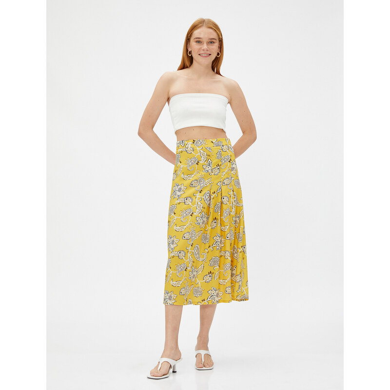 Koton Floral Midi Skirt Viscose