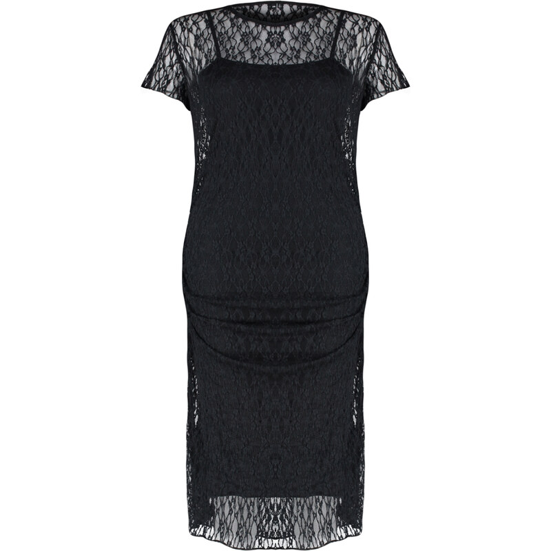 Trendyol Curve Black Lace Midi Knitted Dress