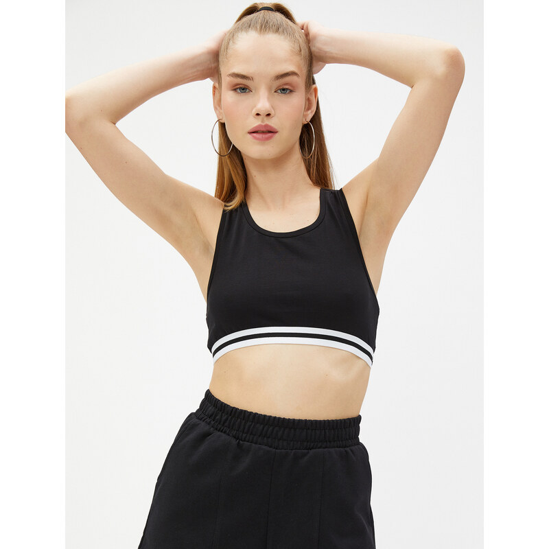 Koton Crop Athlete U-Neck Rib Detailed