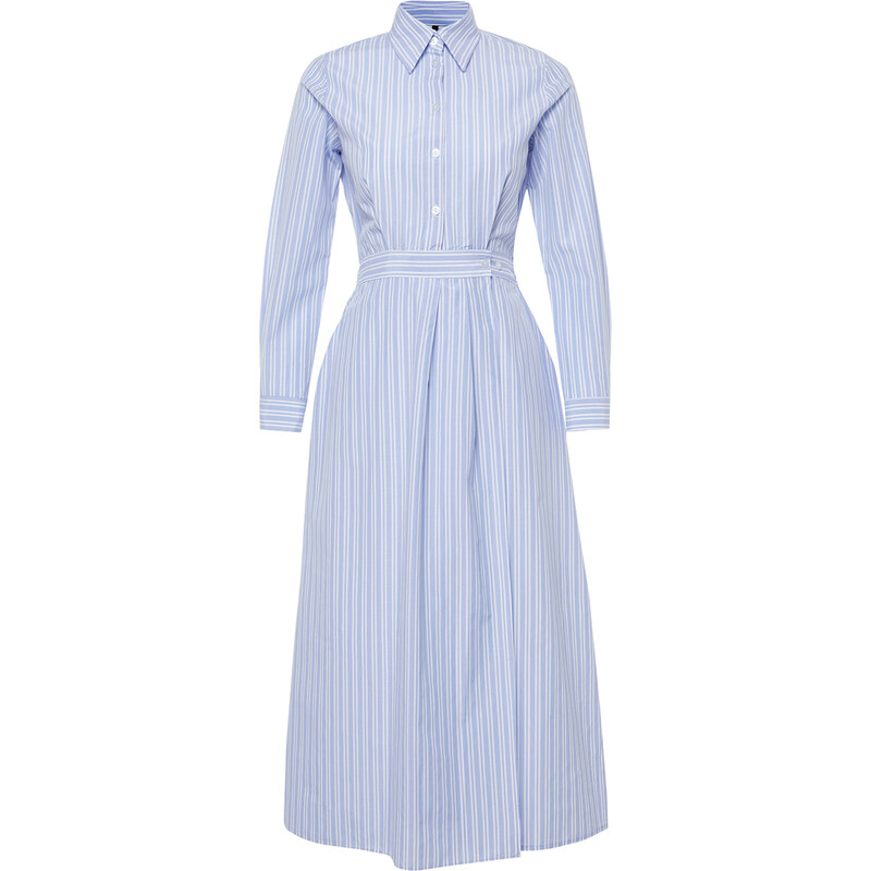 Trendyol Blue Shirt Collar Striped Woven Dress