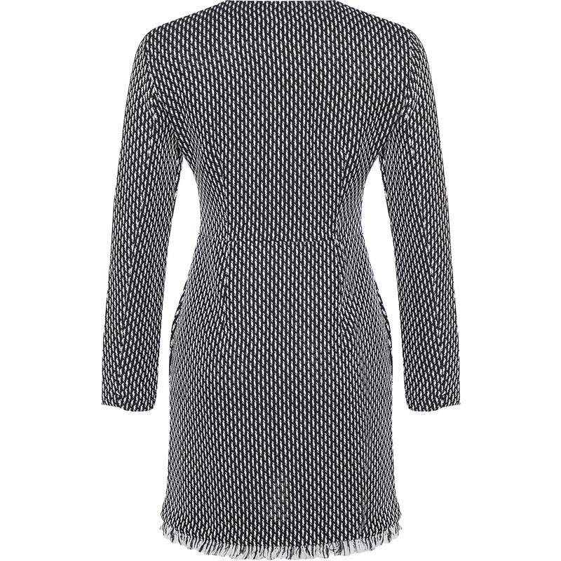 Trendyol Black Straight Cut Buttoned Tweed Woven Jacket Dress