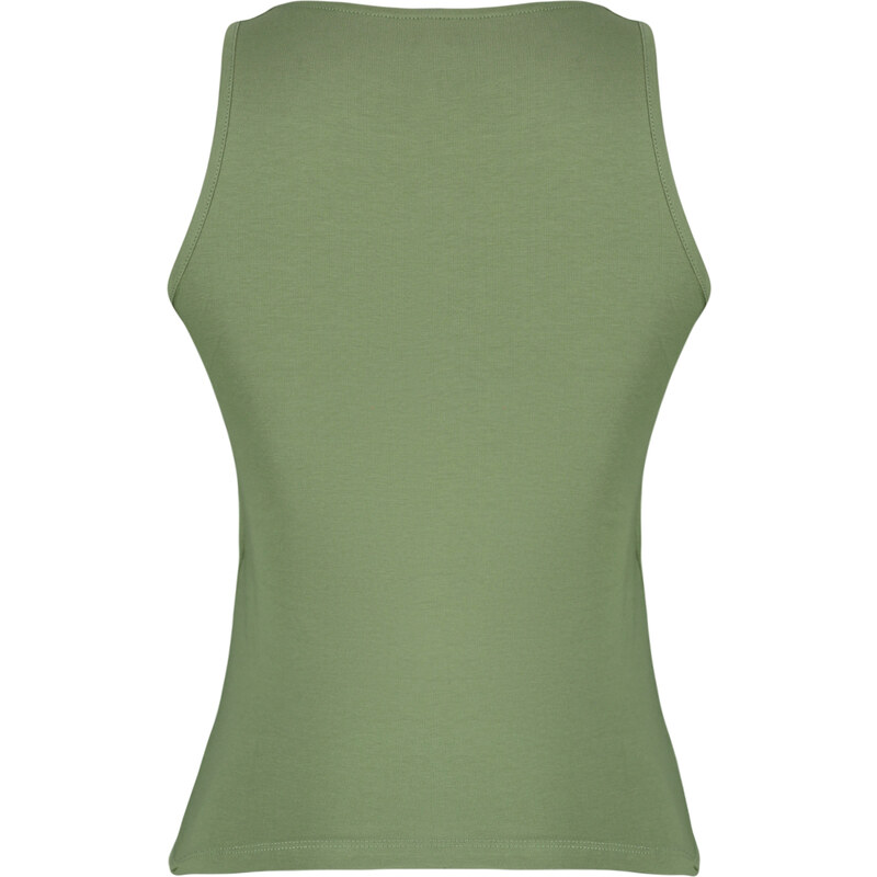 Trendyol Khaki Faded/Faded Effect Cotton Halter Neck Fitted Elastic Knitted Undershirt