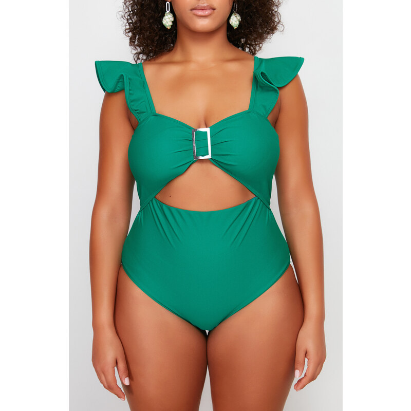 Trendyol Curve Green Balconette Swimsuit with Recovery Effect