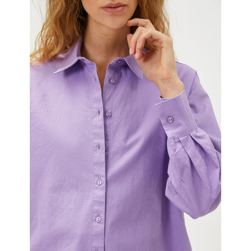 Koton Oversized Shirt Long Sleeved Linen Blend