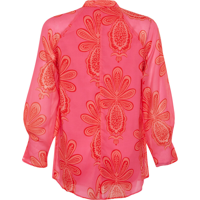 Trendyol Pink Lined Chiffon Patterned Woven Tunic