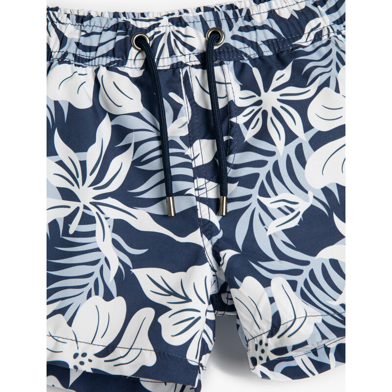 Koton Marine Shorts with Tie Waist Floral Pattern, Mesh Lined.