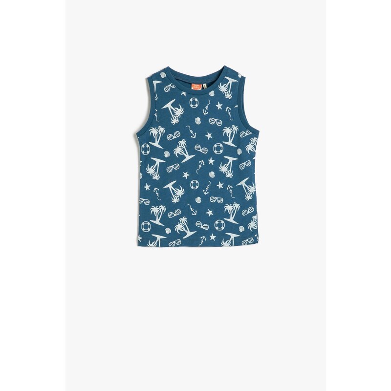 Koton Athlete Sleeveless Printed Round Neck Cotton