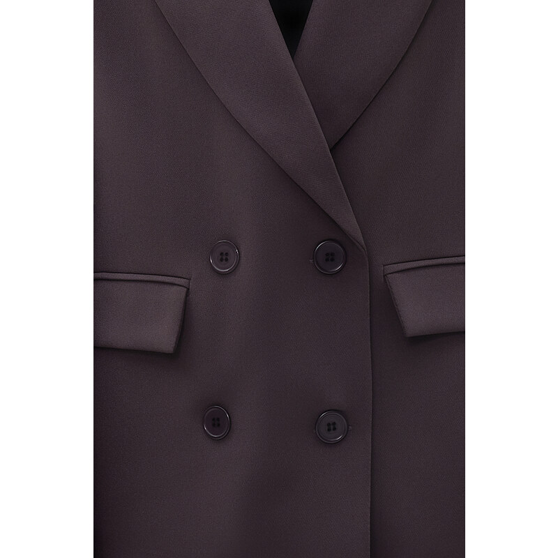 Trendyol Anthracite Regular Lined Double Breasted Closure Woven Blazer Jacket