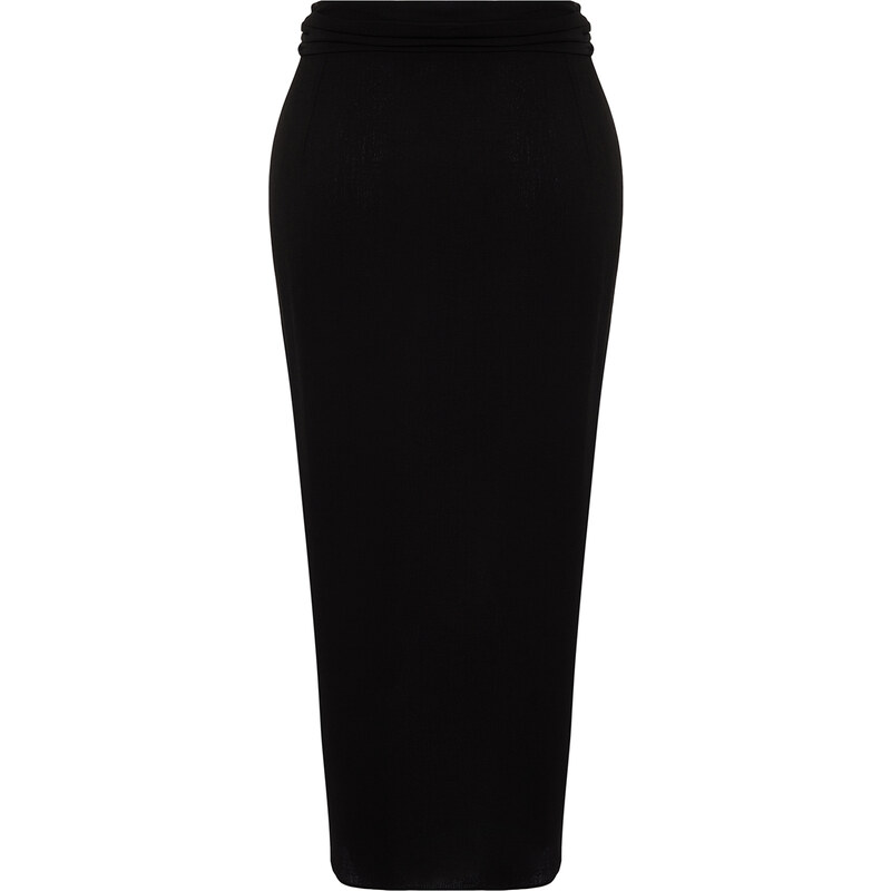 Trendyol Black Midi Woven Flounce Skirt